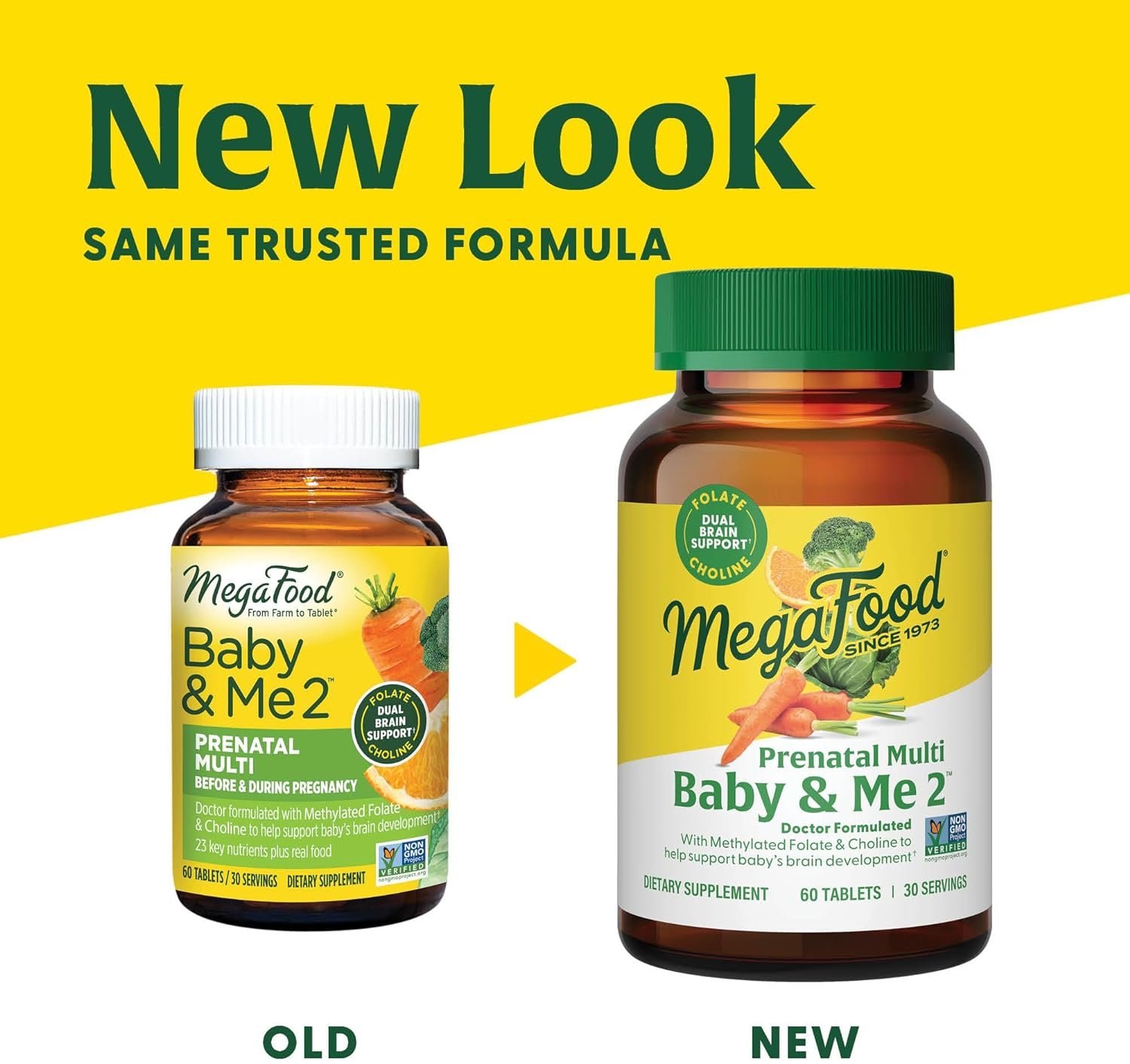 MegaFood Baby & Me 2 Prenatal Vitamin and Minerals - Vitamins for Women - with Folate (Folic Acid Natural Form), Choline, Iron, Iodine, and Vitamin C, Vitamin D and more - 60 Tabs (30 Servings) - Image 2