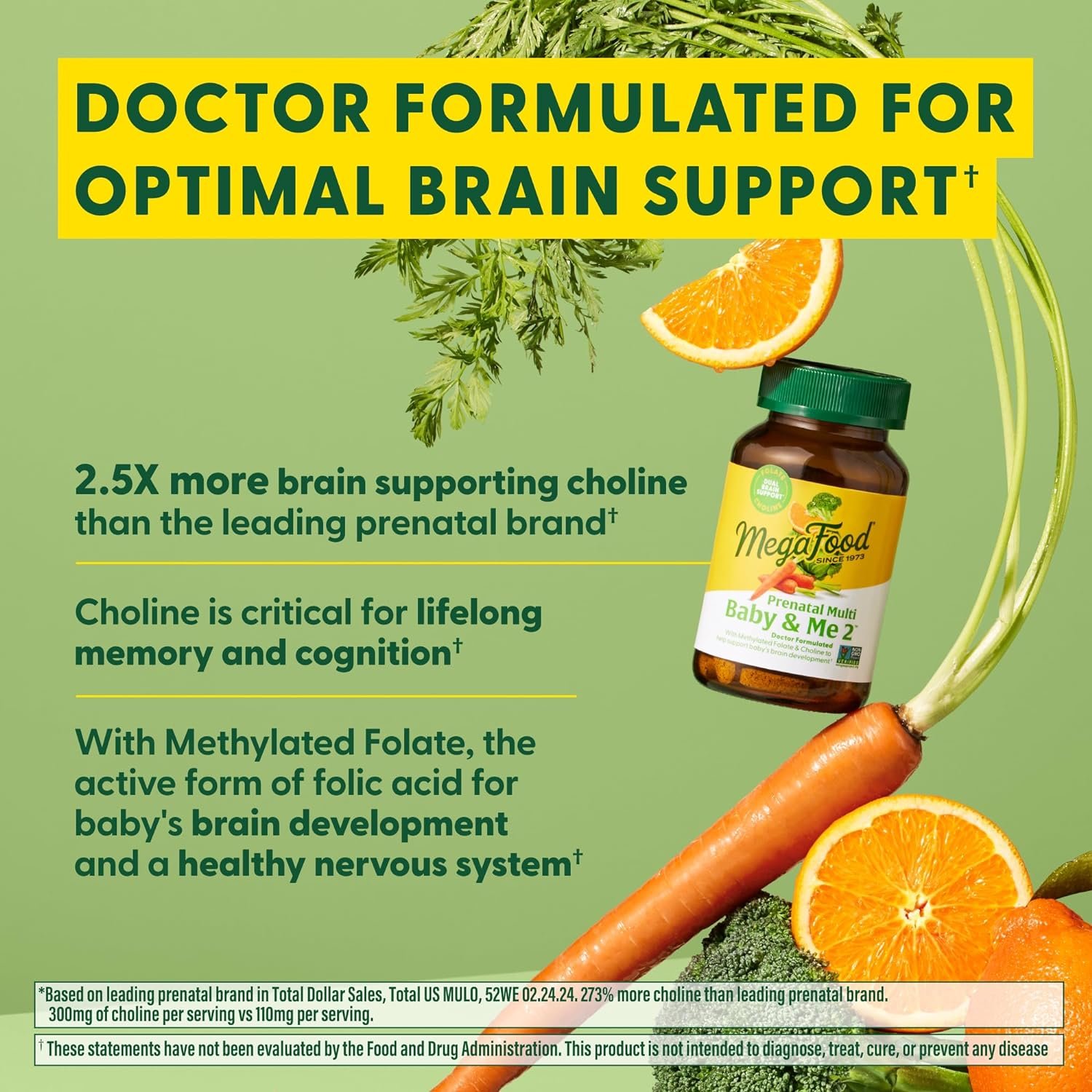 MegaFood Baby & Me 2 Prenatal Vitamin and Minerals - Vitamins for Women - with Folate (Folic Acid Natural Form), Choline, Iron, Iodine, and Vitamin C, Vitamin D and more - 60 Tabs (30 Servings) - Image 5