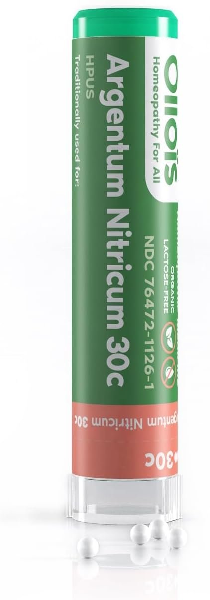 OLLOIS Argentum Nitricum 30c Organic, Lactose-Free Homeopathic Medicine, 80 Pellets (Pack of 1)